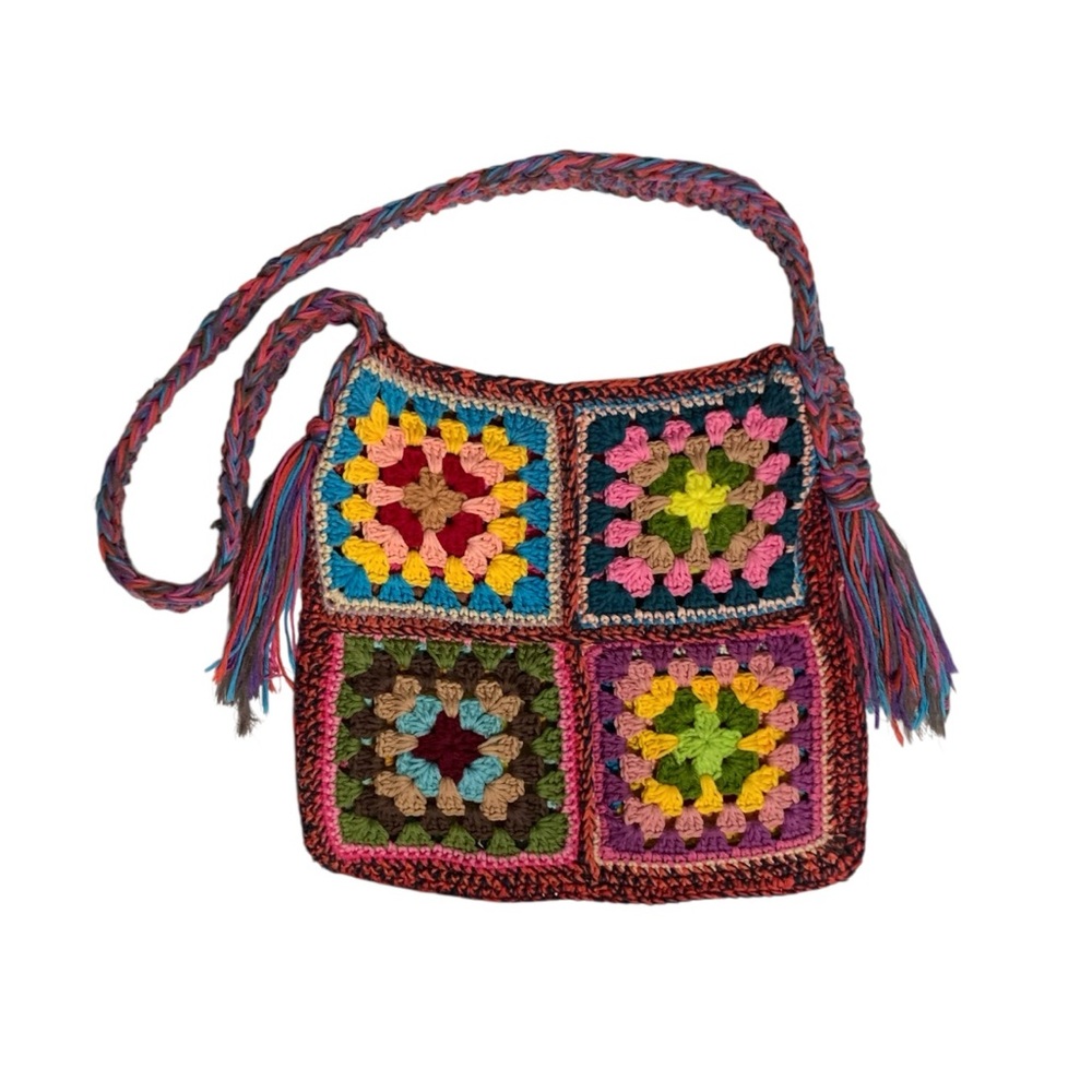 Handmade Crochet Granny Square Bag - Picture 2 of 15
